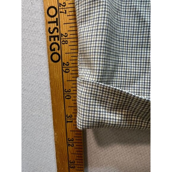 Ari8to Eighteen Mens Wool Pleated Dress Pants Cuffed Hem Sz 36 Beige Houndstooth - Picture 9 of 11